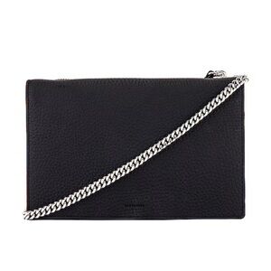 Black leather ALLSAINTS Fetch crossbody bag with chain and leather straps